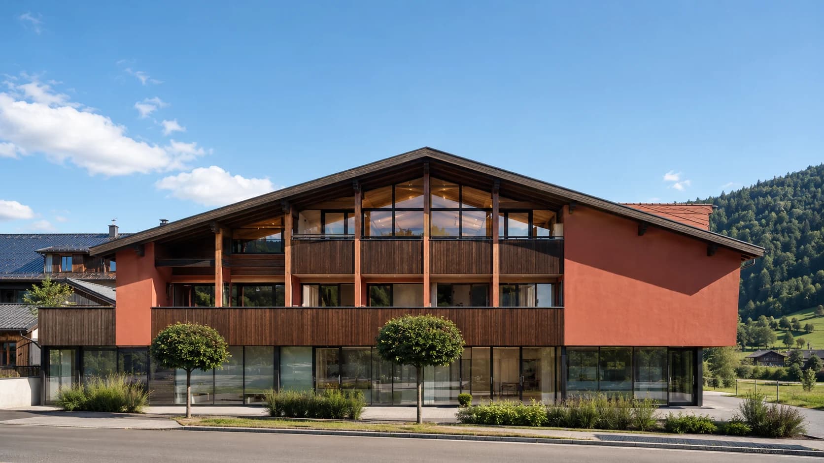 Visualisierung des geplanten ActiveFIT Gesundheitszentrums Vorderwald in Hittisau — Konzeptdarstellung, Gebäude noch nicht fertig umgebaut